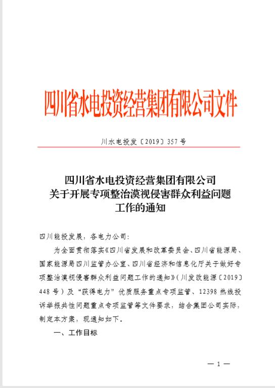 四川省水電投資經(jīng)營集團(tuán)有限公司 關(guān)于開展專項(xiàng)...